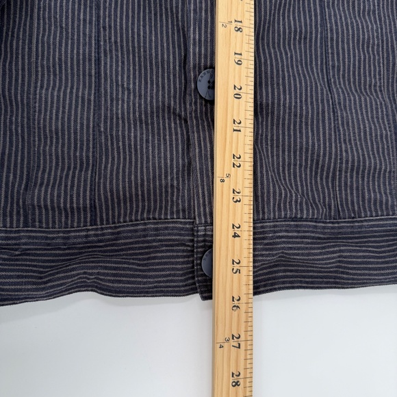 Kane Unke Jacket Men Medium Black Gray Stripes Canvas Button Up Shirt Military - Picture 12 of 13